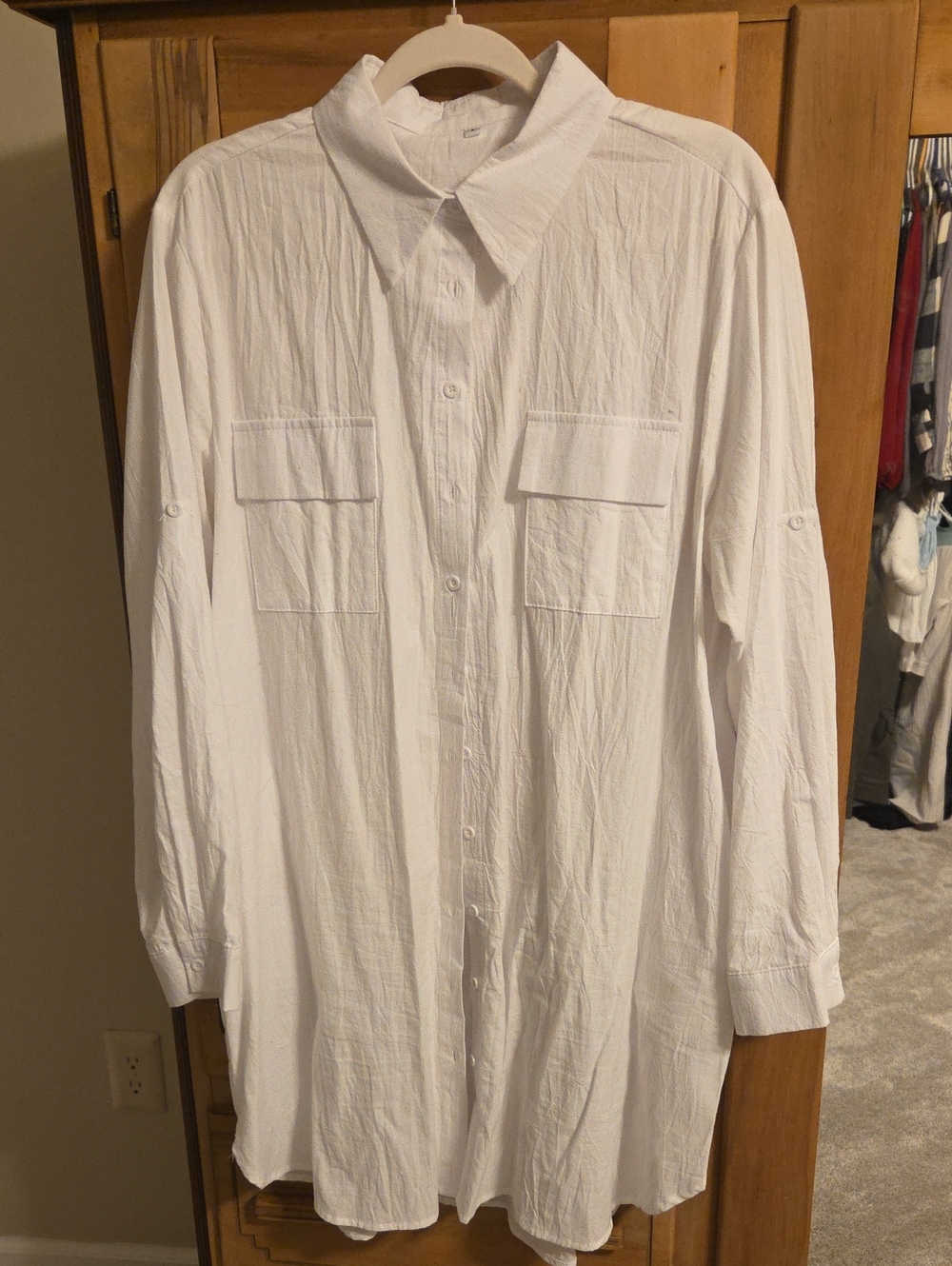Crisp White Button-Up Shirt Dress